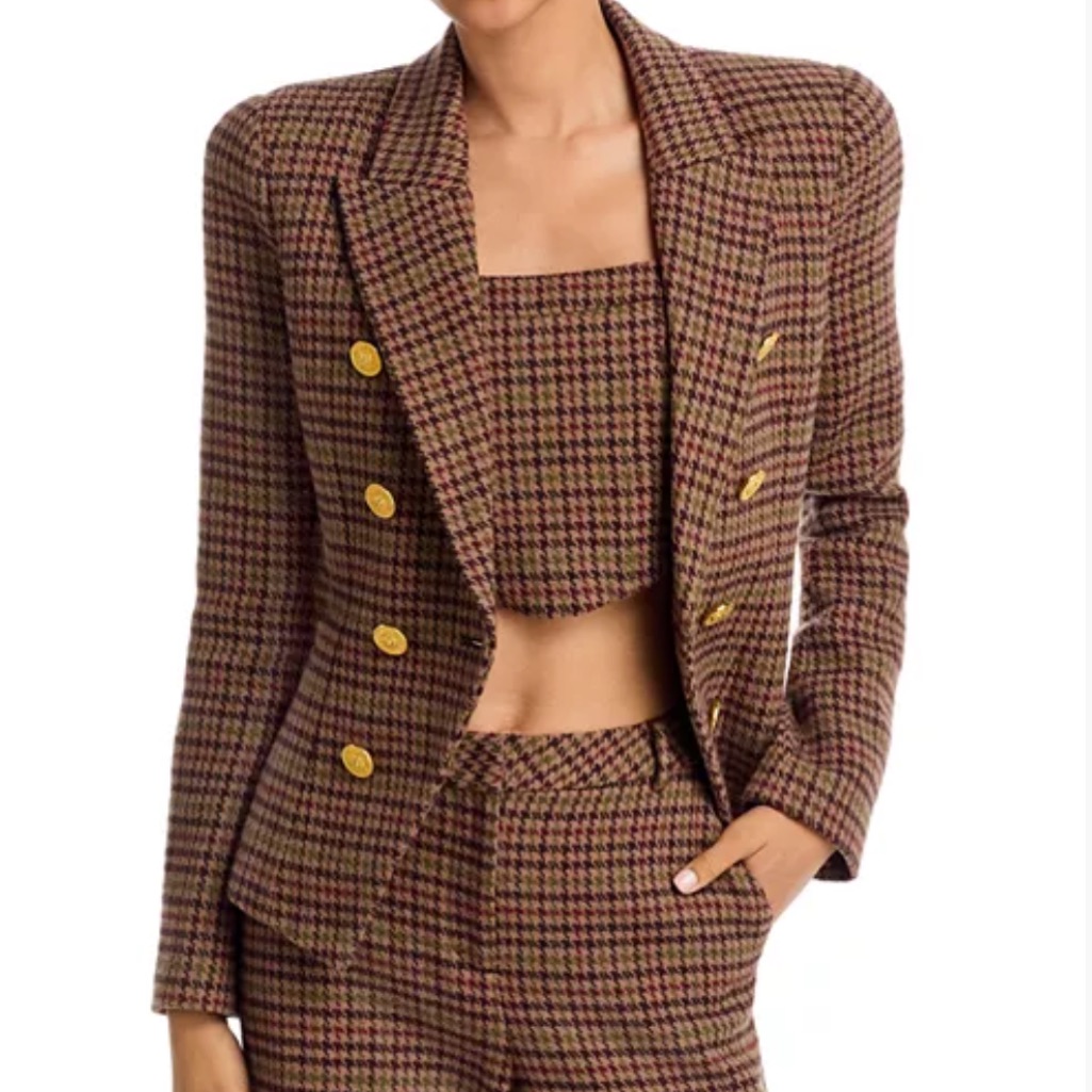 L'agence Bethany Structured Tweed Blazer Jacket